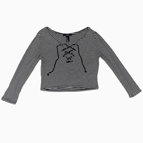Forever 21 Striped Cropped Top Size M - Picture 1 of 6